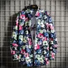 Chemises décontractées pour hommes chemise à manches longues pour hommes Style coréen Floral Vintage à la mode manteau Pu beau Design rétro boutonné