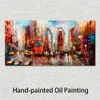 Quadro su tela City View New York Elegante fatto a mano Willem Haenraets Dipinto Impressionista Paesaggio opera d'arte per la parete di casa