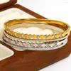 Brazalete Greatera 18K chapado en oro de acero inoxidable Brazaletes geométricos Pulseras para mujeres Delicado Zircon Charm Bracelet Party Jewelry Gift