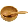 Polish 5/10set 50g Bamboo Facial Mask Bowl with Spoon Face Cream Bowl Eye Cream Bowl Makeup Cosmetic Wooden Mask Refillacle Bottle Bowl