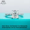 Anéis de banda AnuJewel 3ct D Cor Radiant Cut D Cor Moissanite Engagement 925 Sterling Silver Rings For Woman Fine Jewelry Wholesale J230531