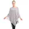 Halsdukar Ianlan 2023 Autumn/Winter Women Fashion Tassels Pullover Shawl Casual Solid Large Size Randig Loose Cloak Poncho IL00078