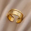 Band Ringen Rvs Ringen Voor Vrouwen Mannen Goud Kleur Open Gothic Geometrische Blad Ring Vrouwelijke Mannelijke Mode-sieraden Gift gratis Verzending J230531