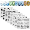 Remover Kads 8pcs Plaques de tampon à ongles Set Nails Art Stamping Plate Plaid Fleurs de lacet Modèles de tampon animal