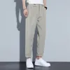 Blazer 2022 pantaloni da abito a pieghe estivi uomo lunghezza alla caviglia Corea Slim Business nero bianco pantaloni eleganti kaki pantaloni da uomo abbigliamento