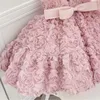 Kız Elbiseler Bebek Prenses 3d Çiçek Tutu Elbise Bebek Toddler Çocuk Yay Bow Vestido Kolel Parti Doğum Günü Düğün Giysileri 1-12y