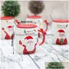 Mugs Christmas Gift Cartoon Cups Santa Claus Tryckt lock Spoon Creative Porcelain Office Cute Fashion Coffee VT1706 Drop Deli Dhajr