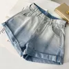 Womens Jeans Denim Shorts Summer Lady Clothing High Waist Gradient Colors Aline Casual with Pockets 230530