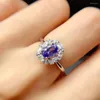 Clusterringen Natuurlijke Tanzanite Ring S925 Sterling Silver Lady Sieraden Eenvoudige en prachtige verloving