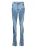 Dżinsy dżinsowe projekt patchworkWomens Pants jesienna moda szczupła dopasowana dekonstruowana patchworka wysoka talia dzielona niebieska długa 230530