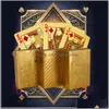 Autres fournitures de fête festives Carte de poker Feuille d'or Dollar Cartes à jouer Étanche plaqué Euro Jeux de table pour la collection de cadeaux Drop Dhsfv