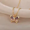 Anhänger Halsketten Nette Schmetterling Halskette Für Frauen Kristall Lila Ästhetische Charms Choker Party Edelstahl Schmuck Geschenk