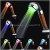 Conjunto de acessórios para banho Led Colors Lights Change Chuveiros Sem bateria Matic Filtro iônico Pedra Chuva Chuveiros para banheiro Drop D Dhior