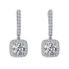 Mode carré forme diamant Zircon boucles d'oreilles pour les femmes en gros bijoux couleur argent boucles d'oreilles