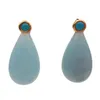 Stud Earrings KKGEM Natural 14x24mm Aquamarine Teardrop Gold Plating Blue Gem Stone For Women