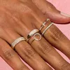 Bandringar Simple Cuban Link Chain Dainty Rings for Women Teens Gold Color Estetic Iced Out Zircon Stacking Matching Design Rings smycken J230531