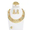 Conjunto de pendientes de collar, joyería chapada en oro africano para mujer, pulsera, anillo, accesorios de disfraz, regalo de fiesta