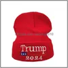 Party Hats 2024 Donald Trump Sticked Hat Woolen Caps Håll Amerika stora broderade mössa mössa uni varm vinter beanie droppleverans dhpce