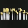 Conjuntos de talheres 36pcs Conjunto de talheres de ouro branco Aço inoxidável Faca de utensílios de aço