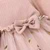 女の子のドレス赤ちゃん幼児幼児の子供の女の子のドレス女の子のための花柄のチュール長袖ドレス春の服