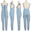 Women's Jeans Women Denim Jumpsuit Spring Summer Autumn Fashion Casual Pocket High Waist Slim Elastic Bib Pants Overalls Blue