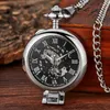 Pocket Watches Transparent Cover Mechanical Watch for Men Women Retro Gold Skeleton Dial Clock Luxury Hand Wind Male Fob Chain