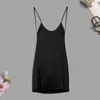 Casual jurken dames nachtclub jurk faux lederen massieve kleur spaghetti riem backless mouwloze verkleedkleedsterke elastische zomer