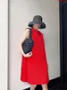 カジュアルドレス2023夏の女性ファッションストリートハイウエストルーズミディドレスソリッドカラープリーツ小さなタートルネックベスティドデミー