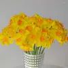 Dekorativa blommor Silk Flower Faux Flores Narcissus Bright Color Artificial Daffodil Home Garden Party Indoor Ornament