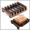 Soap Dishes 2 Styles Natural Wooden Bamboo Dish For Bath Shower Plate Bathroom Drop Delivery Home Garden Accessories Dhb1W