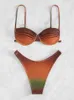 2023 New Women's Swimwear Sexy Push Up thong Mini Bikini Set Tie Dye Print Beach Suit Brazil Biquini Two Piece P230530