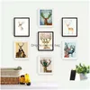 Paintings Diy Oil Painting Decorated Animal Picture Art Paint Hand Painted Deer For Sofa Wall Decor No Frame 16X20Inch Vt14951 Drop Dhr8O