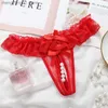 Briefs Panties Sitonjwly Ladies Open Crotch Underwear Panties for Women Lace G Strings with Pearls Sexy Thongs Ladies Perspective Lingerie T23601