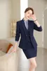 Zweiteiliges Kleid, formelle Damen-Blazer, Damen-Rock-Anzüge, marineblaue Jacken-Sets, Arbeitskleidung, Büro-Uniform-Stile