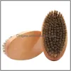 Brushes Boar Bristle Hair Beard Brush Hard Round Wood Handle Antistatic Comb Hairdressing Tool For Men Trim Drop Delivery Home Garde Dhsma
