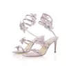 Crystal Butterfly Wrap Sandalen met hoge hakken vrouwen nieuwe sprankelende elegante slangenband lange schoenen Lady Luxe Design Bling Sandals Maat 43