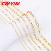 CM YIM wholesale fashion oval link chain cadena de paper clip 14K gold plated filled chain jewelry paperclip necklace for women