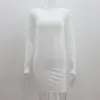 カジュアルドレスY2Kストリートウェアホワイトドレスを見る長い長袖セクシーな薄いビーチソリッドミニ女性2023ファッション