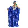 Roupas étnicas vestidos africanos para mulheres verão elegante meia manga poliéster lantejacho azul verde vestido púrpura longa abaya muçulmano abaya