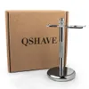Blades Qshave Classic Safety Razor With 100% Pure Badger Hair Shaving Brush With Stand Holder for Double Edge Razor