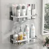 Bathroom Shelves Aluminum Bathroom Shelf No Drill Makeup Storage Organizer Wall Mounted Shampoo Rack Shower Shelves Anti-Rust Bathroom Holder 230530