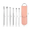 Trimmers 6 stks/set oorwas pickers roestvrij staal oarpick wax remover piercing kit oorsmeercurette lepel care clean gereedschap oorschoonmaak