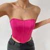 Camisoles دبابات أنبوب الوجه المشرق للنساء أعلى الماس على شكل سريان مكشوف من أوروبا وحيوية النحافة صدرية مبطنة