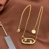 Dam Lyx Designer Guld Diamanthänge Halsband Klassiska Länkkedja Halsband Mode Märke Bokstav F Smycken Tillbehör 2305312BF