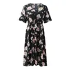 Casual Dresses Plus Size For Women Floral Print Sexig Button V-Neck Party A Line Dress Elegant Bohemian Beach Maxi Women's Vestido