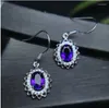 Studörhängen Amethyst örhänge Natural Real 925 Sterling Silver för män eller kvinnor