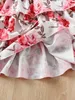 Robes pour filles filles froncées manches bouffantes garniture à volants fleurs motif robe de soirée enfants été AA230531