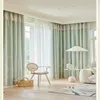 Rideau De Luxe Frais Vert Double Couche Broderie Blackout Pour Enfants Chambre Salon Européen Délicat Transparent