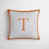 Oreiller Orange 26 Lettres Imprimer Couverture Lombaire Alphabet Taie D'oreiller Canapé S Décor À La Maison Polyester Coussins Cas