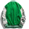 Chaquetas de los hombres Hombres Retro Green Varsity Jacket Pareja Street Spring Patchwork Color Block Letter Bordado Bomber Chaquetas Hip Hop College Coats 230531
